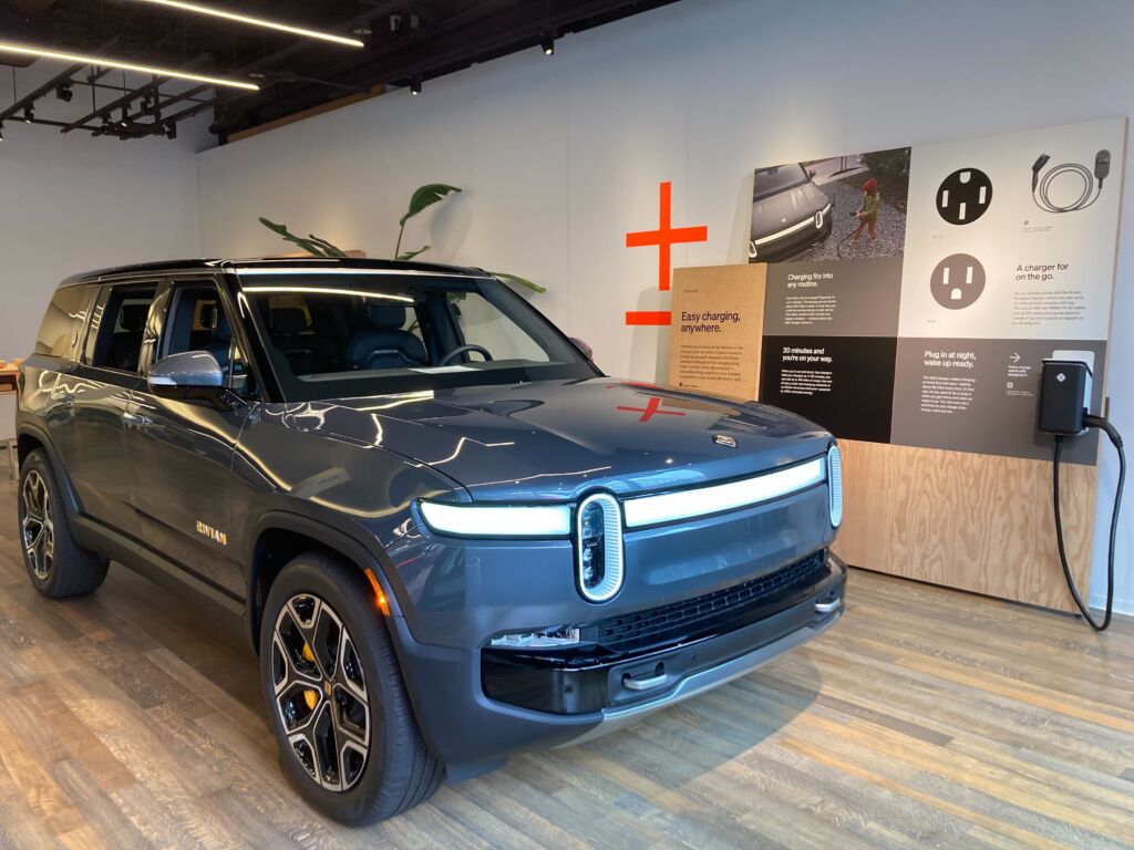 Rivian R1S at Seattle store